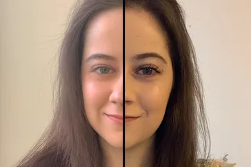 split image showing Lashify before and after
