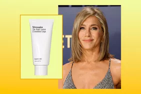 Jennifer Aniston beside a lotion product
