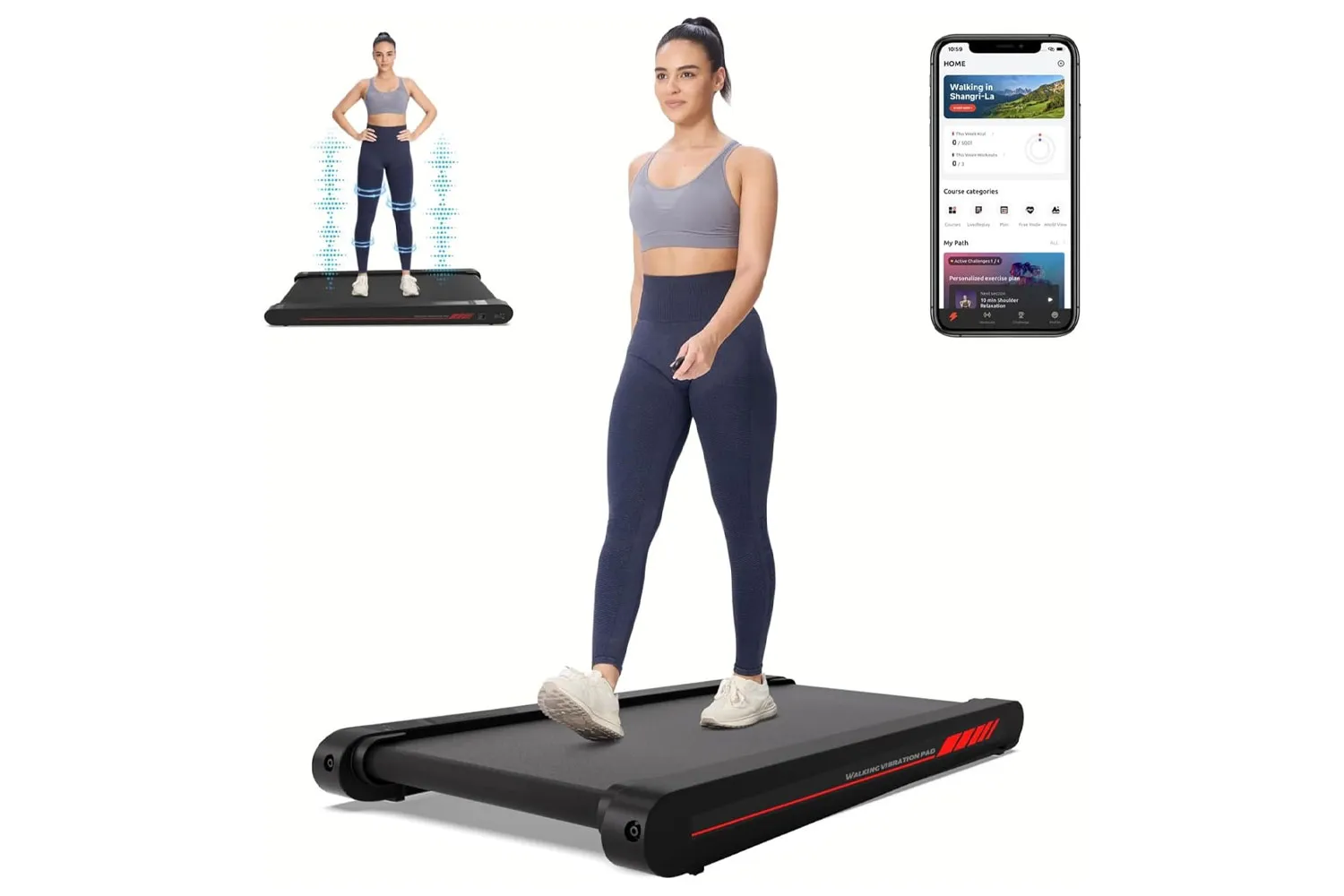 Sperax Walking Vibration Pad with APP, 3 in 1 Under Desk Treadmill, 2.5HP Low Noise Walking Treadmill Pad with Remote Control,Portable Treadmill for Home Office