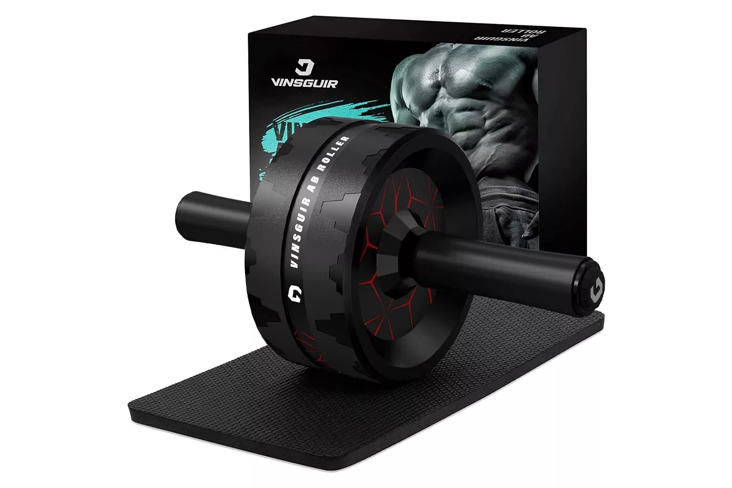VINSGUIR Ab Roller Wheel, Abs & Core Workout Equipment for Home Gym with Knee Pad Accessories, Abdominal Wheel for Full-body Strength Training
