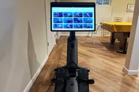Closeup of the screen on the Peloton Row