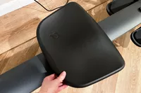 Closeup of the seat on the Peloton Row